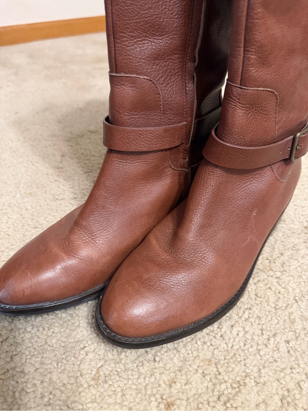 Cole Haan Brown Leather Mid-Calf Strap Boots